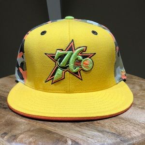 RARE Philadelphia 76ers “Kolors” Yellow and Neon Camo Hat